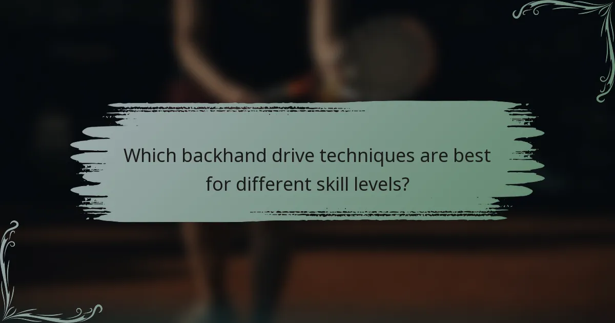 Which backhand drive techniques are best for different skill levels?